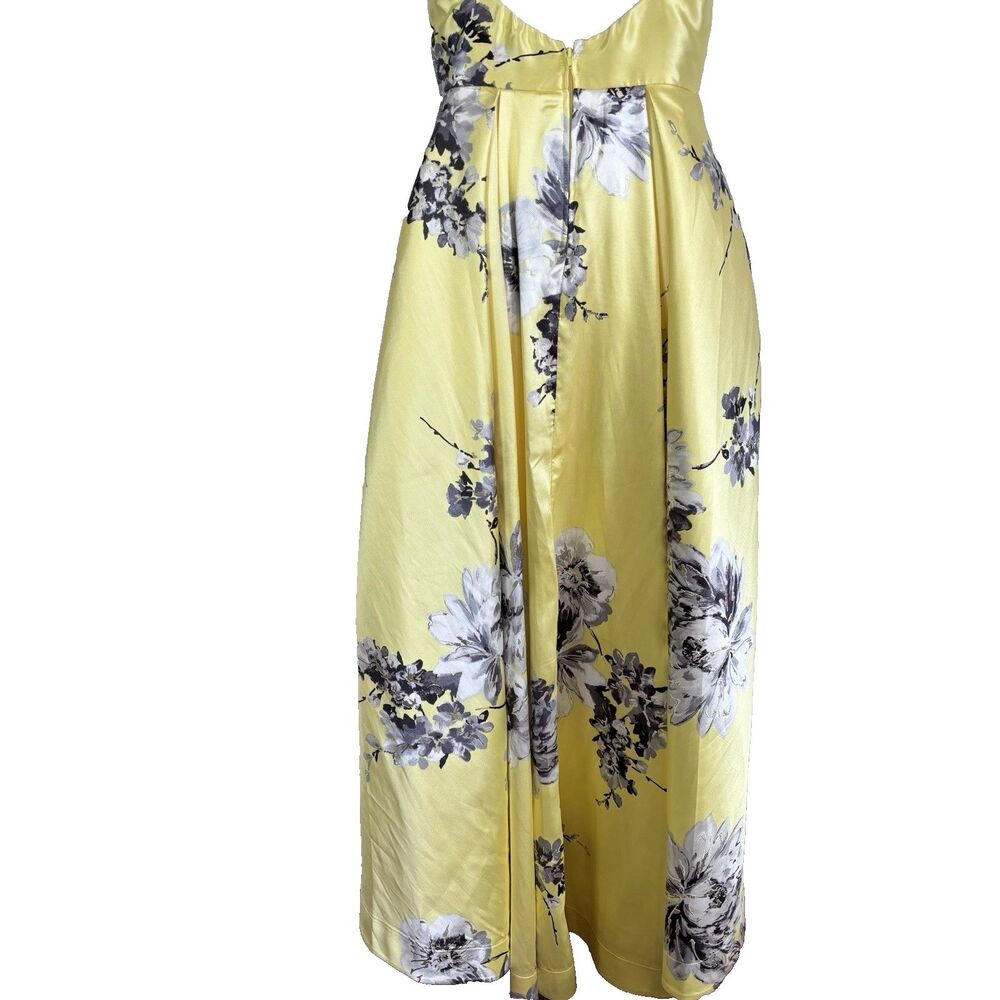 Speechless Yellow Floral High Low Dress Size 5 Spaghetti Strap Prom Formal Satin - Picture 10 of 16
